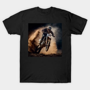 Dirt bike stunt super fast with dust T-Shirt